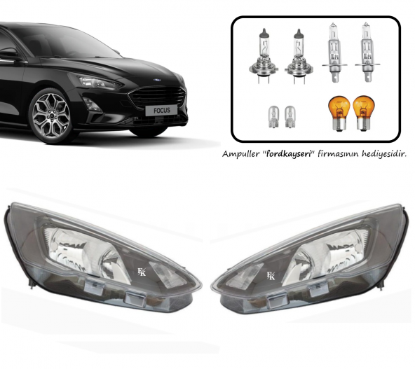 Ford Focus 4 Ön Far Lamba Siyah Zemin Sağ Sol Takım 20182022