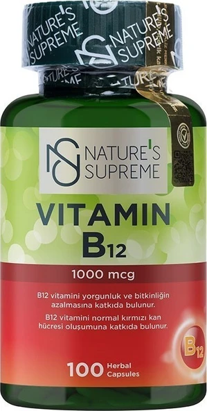 Natures Supreme Vitamin B12 1000 Mcg 100 Kapsül