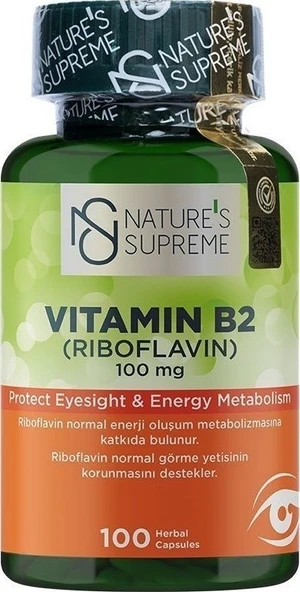 Natures Supreme Vitamin B2 100 mg 100 Kapsül