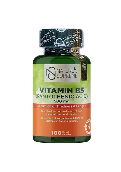 Natures Supreme Vitamin B5 500 MG 100  Kapsül