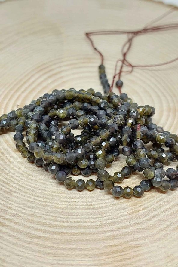 Golden & Siyah Obsidyen Taşı Dizi 2,5mm ürün görseli