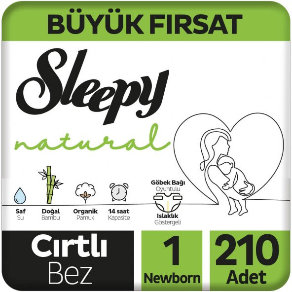 SLEEPY BEBEK NATURAL 1(NO) 42 Lİ NEWBORN 5 ADET - 2