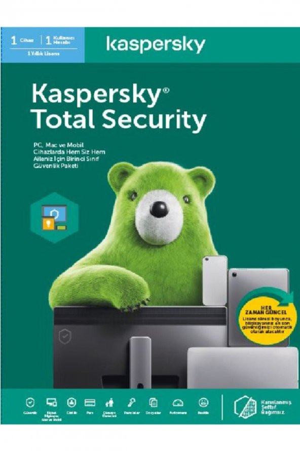 KASPERSKY  Total Security 2022-1 Bilgisayar 1 Yıl Türkçe