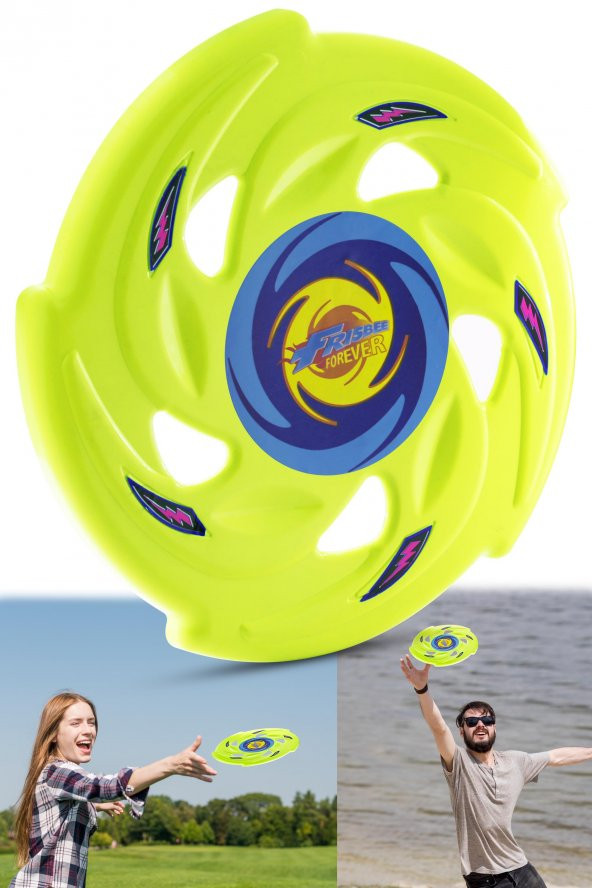 Frisbee Frizbi Fırlatma Diski Disk Atma Oyunu Çocuk Yetişkin Plaj Bahçe Oyuncak 24 cm Neon