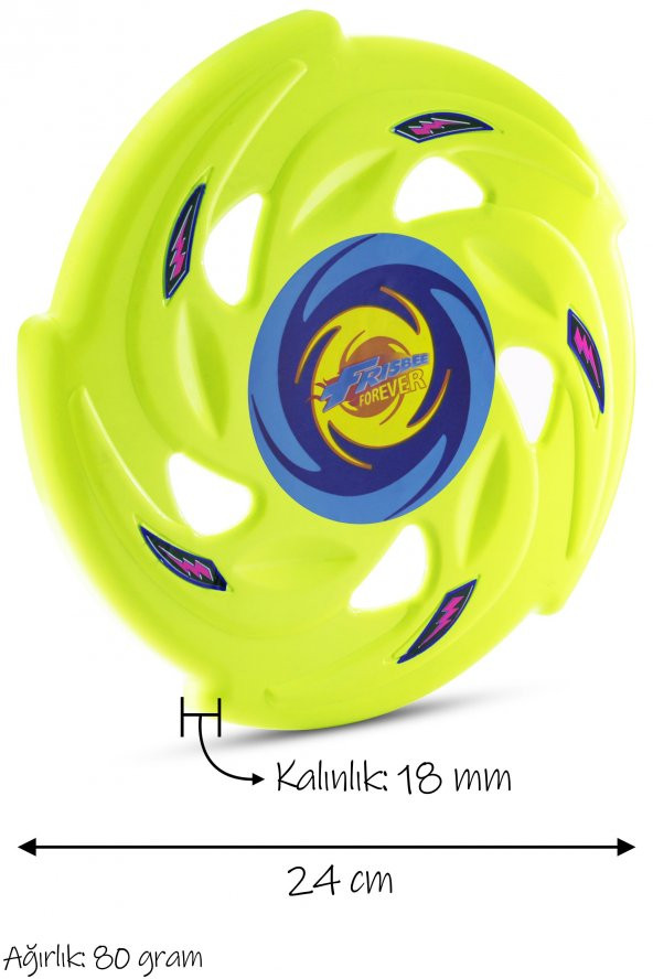 Frisbee Frizbi Fırlatma Diski Disk Atma Oyunu Çocuk Yetişkin Plaj Bahçe Oyuncak 24 cm Neon - 3