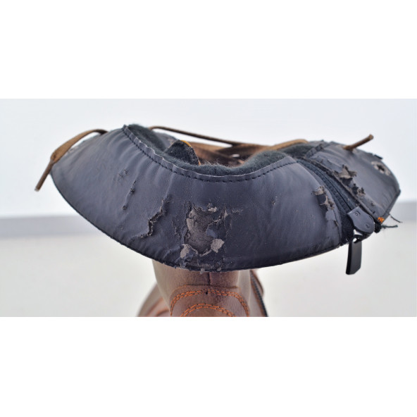 Kahverengi Deri Fermuarlı Bağcıklı Yüksek Topuklu Kadın Bot Mod15 İç Defolu - 5