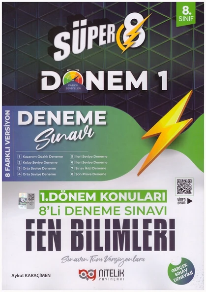 NİTELİK 8.SINIF 1. DÖNEM SÜPER FEN BİLİMLERİ 8 Lİ DENEME ürün görseli