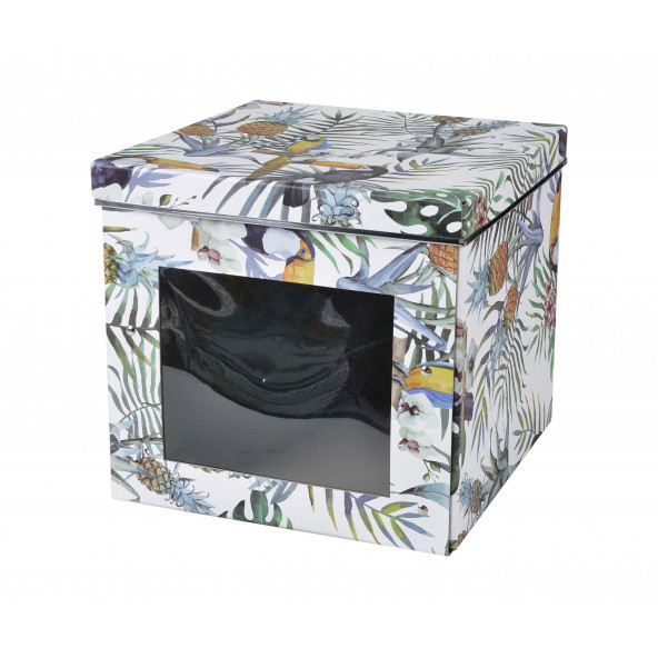 LS-8322 SAKLAMA KUTUSU TROPİKAL DESENLİ PENCERELİ 28X28X26CM