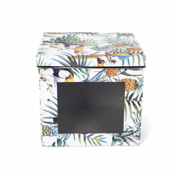 LS-8322 SAKLAMA KUTUSU TROPİKAL DESENLİ PENCERELİ 28X28X26CM - 4
