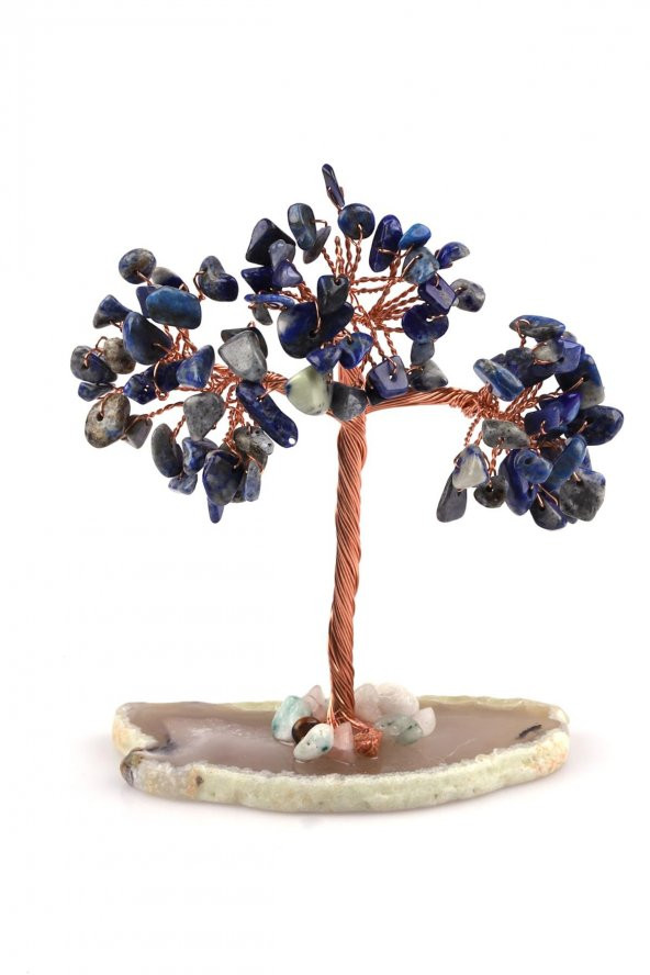 Lapis Lazuli Doğal Taş Tel Sarmalı Ağaç