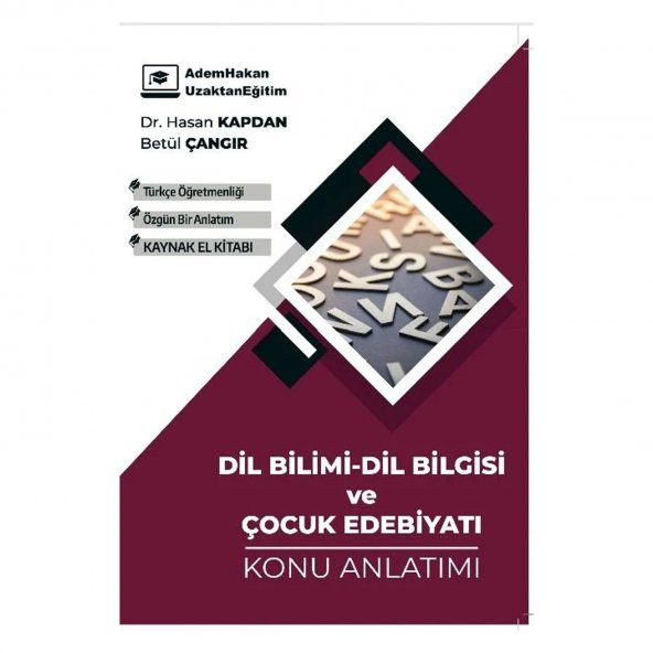 Adem Hakan ÖABT Türkçe Dil Bilimi Dil Bilgisi ve Çocuk Edebiyatı Konu Anlatımı - Hasan Kapdan, Betül Çangır Adem Hakan UZEM - 3
