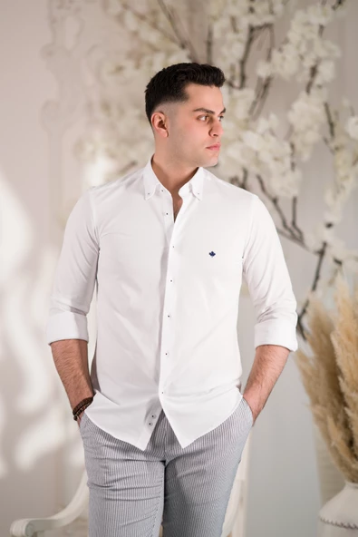 PAUL MARTİN CANADİAN REGULAR FİT LİKRALI PAMUKLU YAKA DÜĞMELİ ERKEK GÖMLEK - Resim 2
