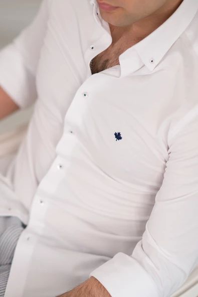 PAUL MARTİN CANADİAN REGULAR FİT LİKRALI PAMUKLU YAKA DÜĞMELİ ERKEK GÖMLEK - Resim 5