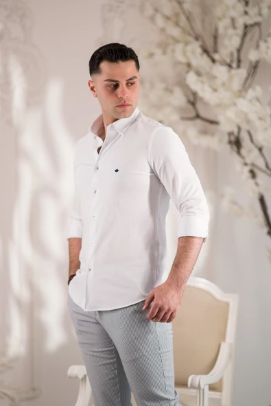 PAUL MARTİN CANADİAN REGULAR FİT LİKRALI PAMUKLU YAKA DÜĞMELİ ERKEK GÖMLEK - Resim 3