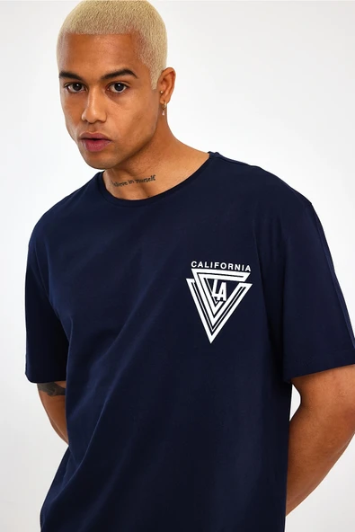 Süperlife Erkek Bisiklet Yaka Oversize Fit Baskılı Tişort spr23TS001 - 6