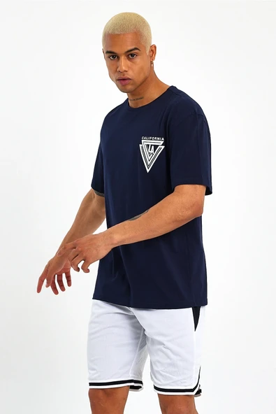 Süperlife Erkek Bisiklet Yaka Oversize Fit Baskılı Tişort spr23TS001 - 4