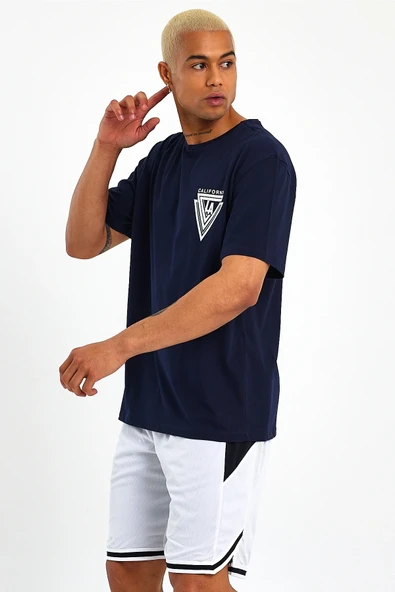 Süperlife Erkek Bisiklet Yaka Oversize Fit Baskılı Tişort spr23TS001 - 3