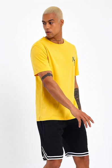 Süperlife Erkek Bisiklet Yaka Oversize Fit Baskılı Tişort spr23TS001 - 3