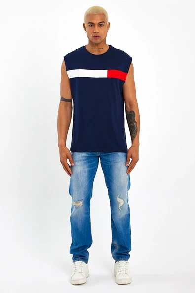 Süperlife Erkek Bisiklet Yaka Regular Fit Garnili Tişort SPR23AT346 - 5