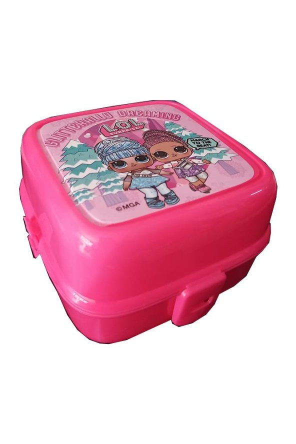 Lol Beslenme Kutusu Pembe 4 Bölmeli Lol Kız Figürlü 1 Adet Yemek Saklama Kabı Beslenme Çantası