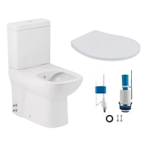 Seramiksan Volcano Duvara Sıfır Klozet + Slim Yavaş Kapak + VitrA İç Takım Set - 2