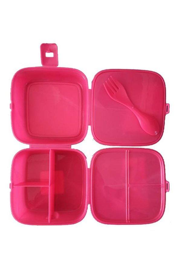 Lol Beslenme Kutusu Pembe 4 Bölmeli 3 Lol Kız Figürlü 1 Adet Yemek Saklama Kabı Beslenme Çantası - 2