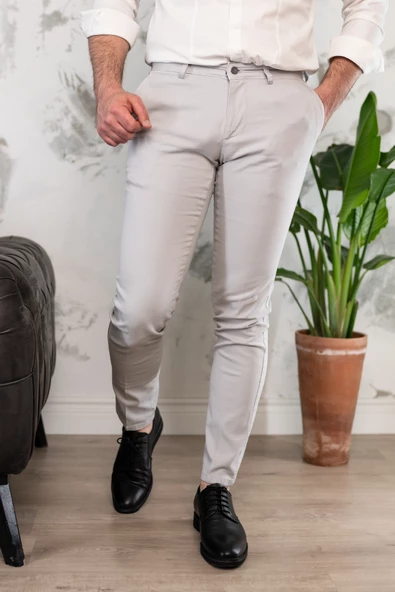 NOTRA SLİMFİT DAR PAÇA ERKEK YAZLIK GABARDİN CHİNO PANTOLON - 9