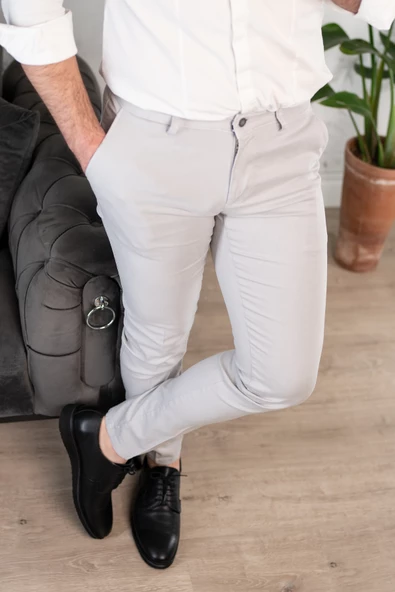 NOTRA SLİMFİT DAR PAÇA ERKEK YAZLIK GABARDİN CHİNO PANTOLON - 11