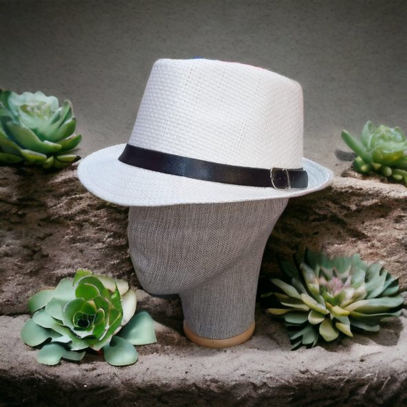 beyaz fötr şapka unisex model paper kumaş 58 cm