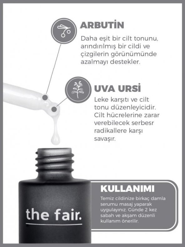 the fair. Arbutin Cilt Tonu Eşitleyici Leke Karşıtı Bakım Serumu 1 Arbutin+ 0.5 30 ml  2li Set - 3