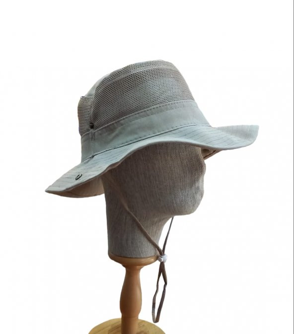 fileli safari şapka unisex model koyu bej pamuklu ürün