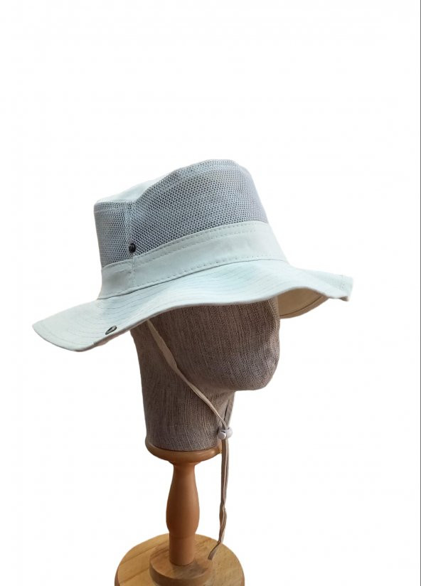 fileli safari şapka unisex model bej pamuklu ürün