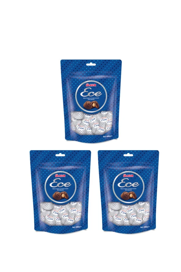 Ülker Ece Bütün Fındıklı Sütlü Çikolata 350 gr 3 lü