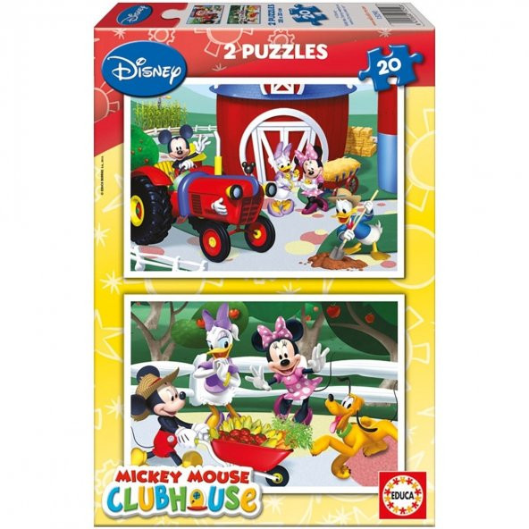 Disney Mickey Mouse 2 Adet 20 Parçalı Yapboz 2x20 Puzzle