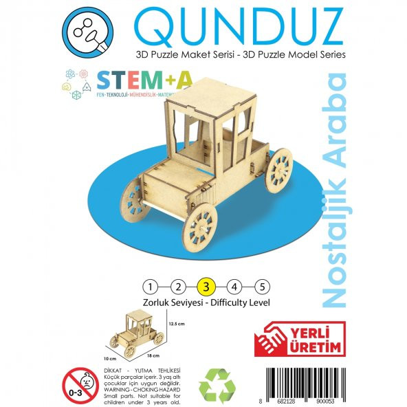 Ahşap Maket Stema Maketleri 3.Seviye Klasik Araba