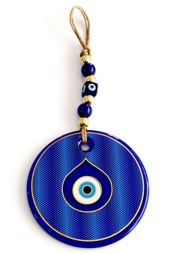 Gold Yaldızlı Damla Göz Şekilli Cam Nazar Boncuğu Duvar Süsü - Resim 2