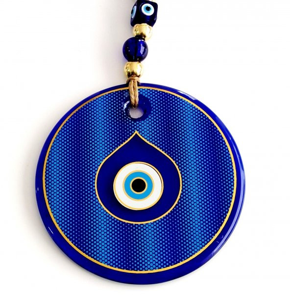 Gold Yaldızlı Damla Göz Şekilli Cam Nazar Boncuğu Duvar Süsü - Resim 3