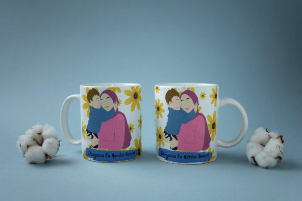 Anne Temalı Yazılı Özel Tasarım Tam Tur Baskılı Kupa Bardak Hediye Çay-Kahve Bardağı Anneler Günü - 3