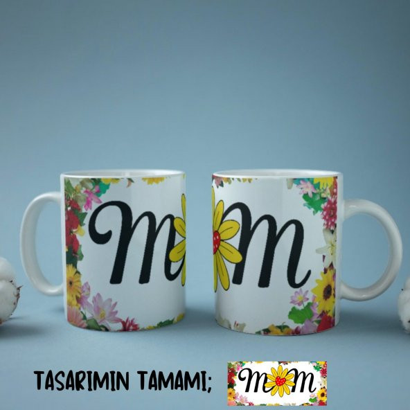Anne Temalı Yazılı Özel Tasarım Tam Tur Baskılı Kupa Bardak Hediye Çay-Kahve Bardağı Anneler Günü