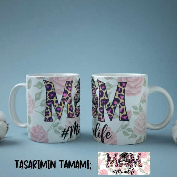 Anne Temalı Yazılı Özel Tasarım Tam Tur Baskılı Kupa Bardak Hediye Çay-Kahve Bardağı Anneler Günü