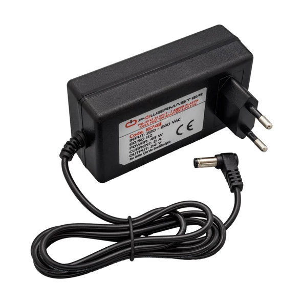 POWERMASTER PM-16743 24 VOLT - 2 AMPER 5.5*2.5 MM UÇLU PLASTİK KASA PRİZ TİPİ ADAPTÖR - 3