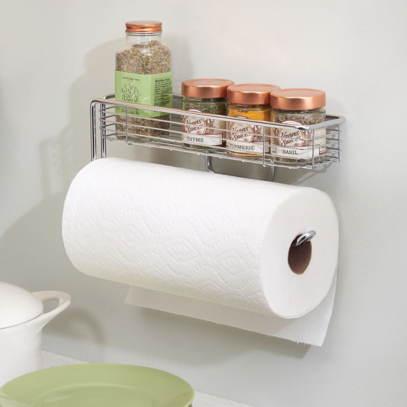 44800ES KAĞIT HAVLULUK VE MALZEME SEPETİ BİRARADA TEZGAH ALTI VE DUVAR MONTAJLI 30x8x13cm - 4