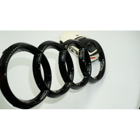 DK Audi A3 A4 A5 A6 Ön Panjur Izgara Halka Parlak Siyah ABS Logo Amblem