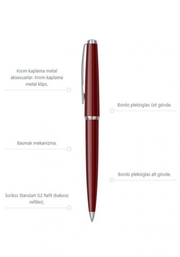 33 Tükenmez Kalem Bordo Kutulu 1 Adet Bordo Vingate Roller Tükenmez Kalem Özel Kutulu - 3
