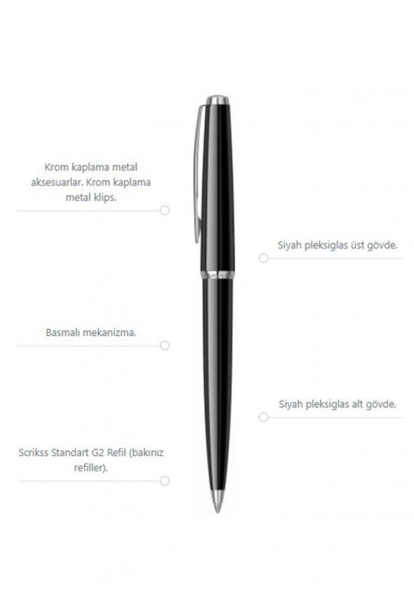 33 Tükenmez Kalem Siyah Kutulu 1 Adet Siyah Vingate Roller Tükenmez Kalem Özel Kutulu - 3