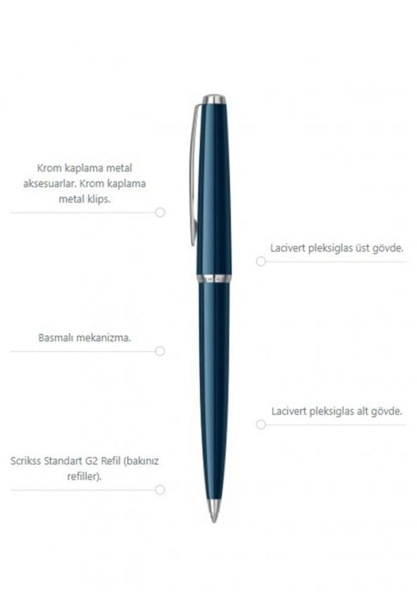 33 Tükenmez Kalem Lacivert Kutulu 1 Adet Lacivert Vingate Roller Tükenmez Kalem Özel Kutulu - 3