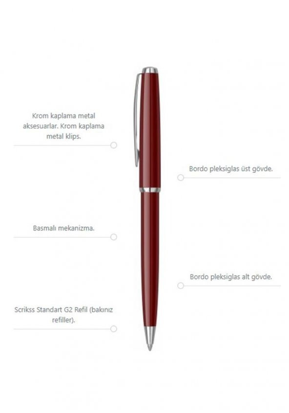 52 Tükenmez Kalem Bordo Kutulu 1 Adet Bordo Vingate Roller Tükenmez Kalem Özel Kutulu - Resim 3