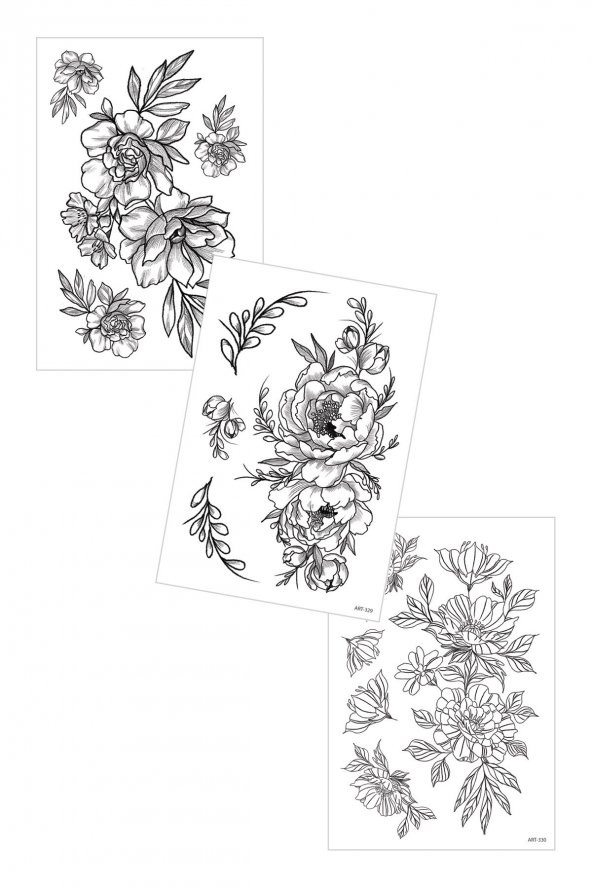 3Lü Geçici Dövme Seti,Geçici Tattoo ,Vücut Dövme,Kol Bilek Dövme,Boyun Dövme,Sırt Dövme