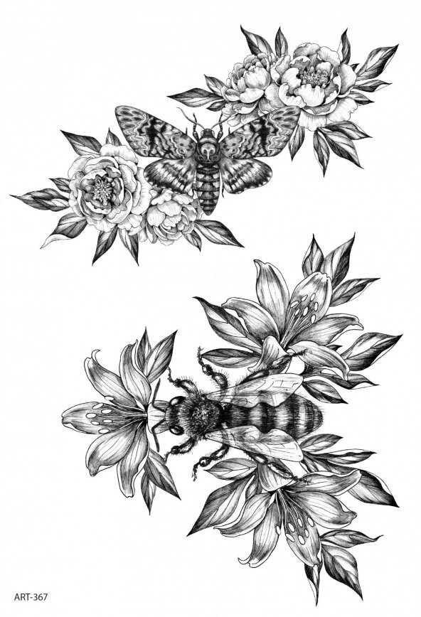 Snake, Rose - 2 Geçici Dövme,Geçici Tattoo ,Vücut Dövme,Kol Bilek Dövme,Boyun Dövme,Sırt Dövme - 2