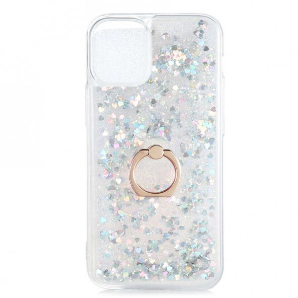 Apple iPhone 12 Mini Kılıf Zore Milce Simli Pullu Yüzüklü Kılıf ürün görseli 1